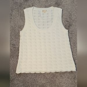 Hem & Thread White Knit Tank Sweater Top Size M